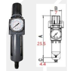 Фильтр одноступенчатый One Tech NT10-AFR-1-T60 с манометром и регулятором давления